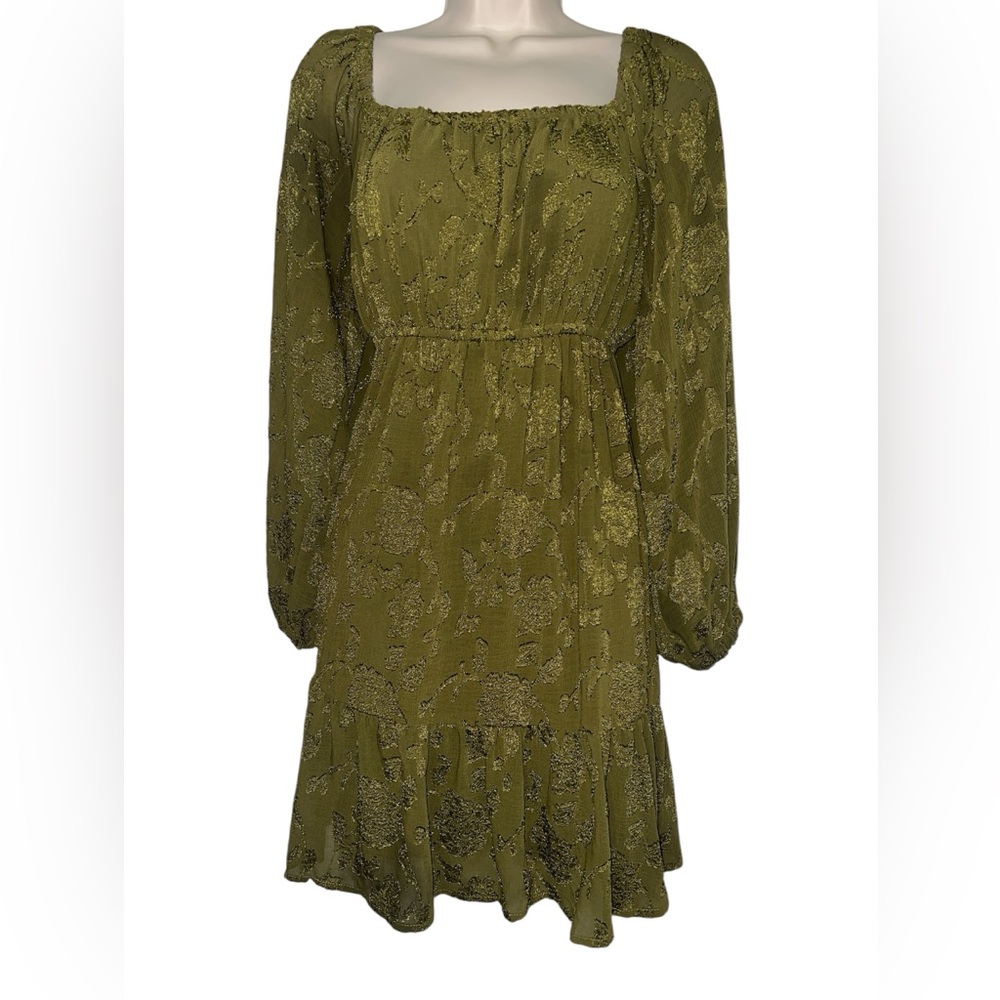 Jolt Olive Green Fabric with Gold Accents